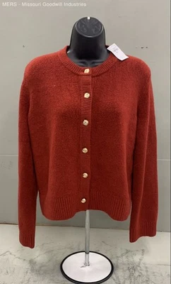 Cárdigan Suéter Abercrombie And Fitch Mujer Borgoña Dorado Sólido Botón Talla Pequeña Foto 1 de 4
