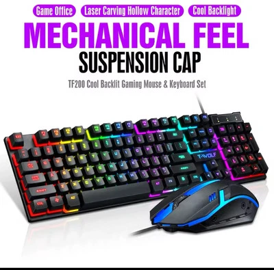 Wired Keyboard And Mouse Set Usb Luminous Mechanical Keyboard And Mouse Set - Image 1 of 4