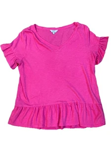 Nueva con etiquetas Camiseta Crown & Ivy Rosa Talla Mediana Manga Volantes - Imagen 1 de 6