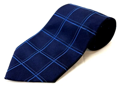 Gravata Ike Behar Nova York feita à mão na Espanha 100% seda azul escuro azul claro - Imagem 1 de 4