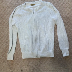 Peck & Peck Weekend White Metallic Popcorn Knit Zip Cardigan Jacket Lurex Sparkl - Picture 1 of 6