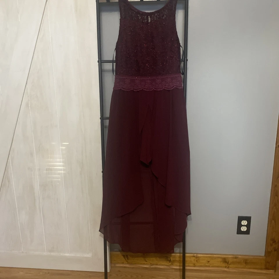 I.n. Girl High Low Lace Top Zip Up Party Shorts/Dress Embroidered  Glitter Sz 18 - Image 1 of 4