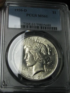 1926-D Peace Dollar Silver ---- PCGS MS-61 Graded Stunning Coin ---- #334C - Picture 1 of 8