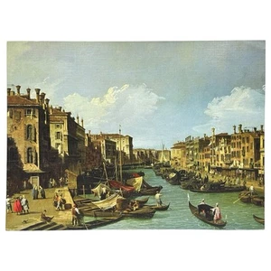 Vintage Canal Grande in der Nähe der Rialtobrücke Venedig von Canaletto Kunstdruck - Bild 1 von 3