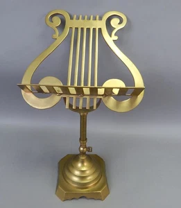 Vintage brass string or piano sheet music lyre harp footed table top stand - Picture 1 of 3