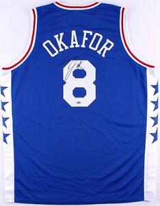 Jahlil Okafor Signed 76ers Jersey Schwartz COA /NBA All-Rookie First Team (2016)