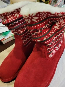 Neu BEARPAW Virginia roter Pullover nie nass Stiefel Größe 13M - Bild 1 von 5