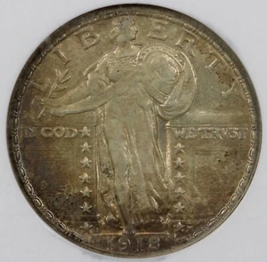 1918-D 25c Full Head Standing Liberty Quarte NGC AU 58 FH - Picture 1 of 5