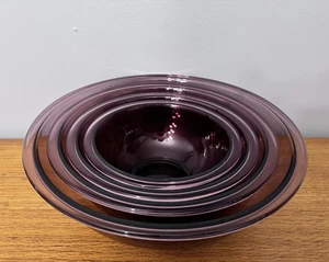 4 Karat Vintage Pyrex Amethyst Glas verschachtelte Rührschüssel Set 322 323 325 326 lila - Bild 1 von 9