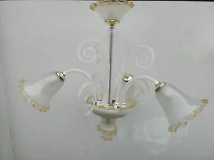 LAMPADARIO VETRO DI MURANO 3 LUCI artigianale satinato 1970 - Bild 1 von 10