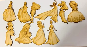 Wooden 5 Princess Laser Cut 3 Mm Mdf 100 Mm Embellisment Craft Shape Blank - Picture 1 of 6