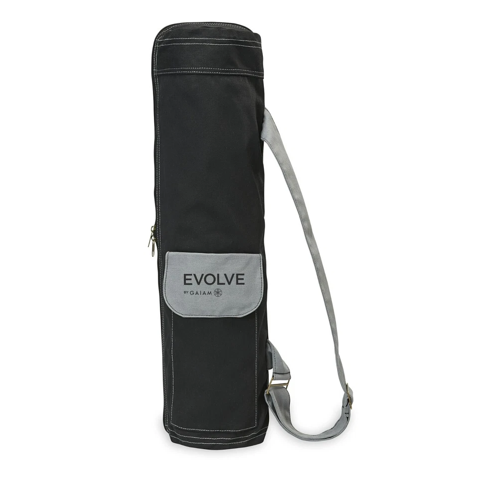 Evolve by Gaiam Black & Gray Yoga Mat Bag with shoulder strap pockets & full zip