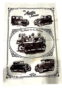 1986 Austin Seven Vintage Car Tea Towel Merely Motoring All Cotton Classic Auto - Picture 1 of 10