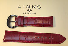 LINKS OF LONDON 22mm RED MOC CROC STRAP, REAL LEATHER, GUN METAL BUCKLE 60901015