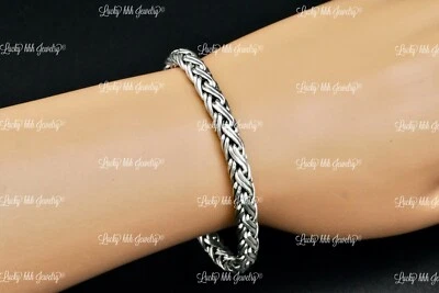 925 Sterling Silver Braided bracelet  handmade in Bali 8 inch 35.80 grams - Image 1 of 4