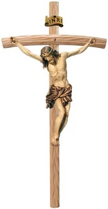 Kruzifix Jesus am Kreuz H 20/ 40 cm Holzfigur Holzstatue Statue handgeschnitzt - Bild 1 von 4