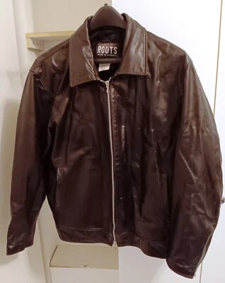 ROOTS MENS LEATHER JACKET - Image 1 of 4