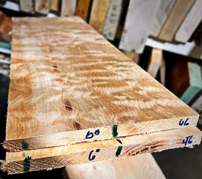 1/2" DENSO Acolchado Arce🍁Edredón Bookmatch KD Big Leaf 19"x13"x.5" Figura Tallada Top Foto 1 de 3