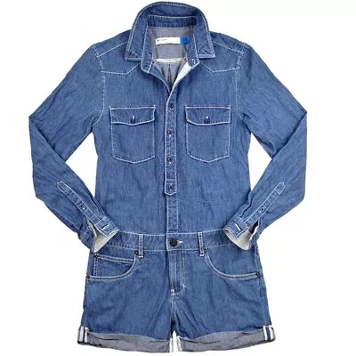 Adidas Originals Damen Jeans Overall Jumpsuit Jacke Hose Anzug Short blau XS s - Bild 1 von 4