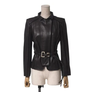 GUCCI Jacket Size 38 Leather Zip Up Python Belt Branded Clothing Good Condition - Picture 1 of 10