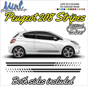 PEUGEOT 208 Rayas Laterales 3/5 PUERTAS GTI Calcomanías Adhesivas Gráficos GRATIS P&P 004 - Imagen 1 de 4