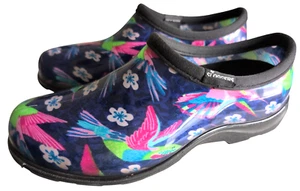 Sloggers® Women's 7 Floral Hummingbird Pattern Garden Clogs Waterproof - Picture 1 of 10
