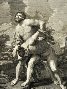 Combat Hercule Achelous GRAVURE Guido Reni BENOIT AUDRAN Hecquet XVII° - Picture 1 of 4