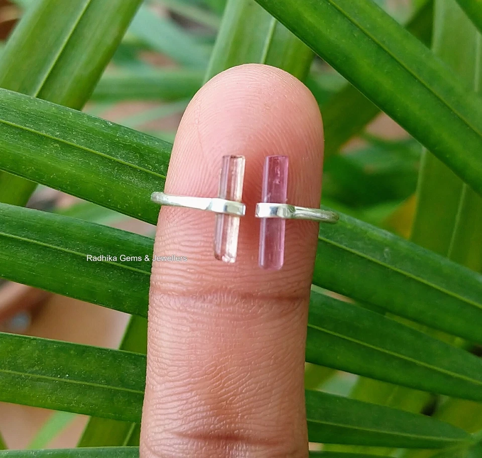 Anillo de turmalina naranja y rosa crudo en plata de ley 925 anillo de regalo Foto 1 de 4