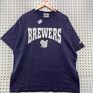 Vintage 90s Adidas Milwaukee Brewers Blue Shirt Men XL 24x28 Made In USA - Picture 1 of 16
