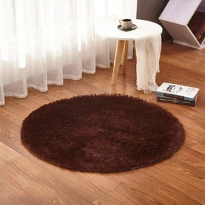 Fluffy Round Rug Carpet Living Room Bedroom Bedside Mat Computer Rug - Picture 1 of 28