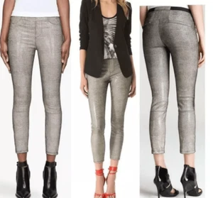 Helmut Lang Lamb Leather Rift Embossed Snakeskin Leggings Pants size 4 - Picture 1 of 10