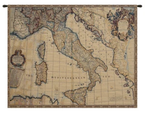 Antike Karte von Italien Alte Welt Italienischer Wandteppich Wandkunst Hängen Neu 25x33 Zoll - Bild 1 von 5