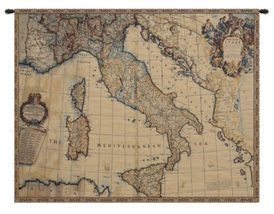Ancient Map of Italy Old World Italian Tapestry Wall Art Hanging New 25x33 inch - Image 1 of 4