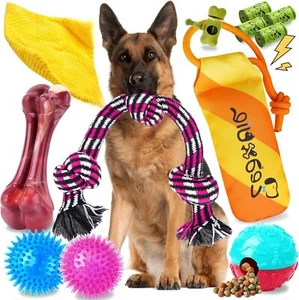 Indestructible Dog Toy Set - 12-Pack for Large Breeds, Includes Rope & Chew Bone - Picture 1 of 7