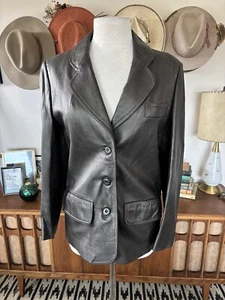 Vintage 80s Skin Gear Leather Jacket Women's Soft Gray Sz S M - Picture 1 of 10
