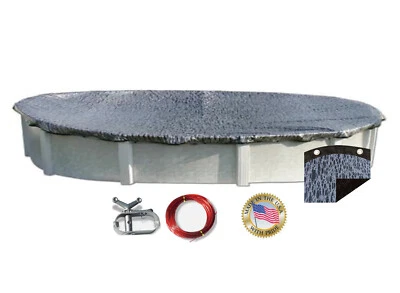 Cubierta de invierno para piscina ovalada sobre el suelo de malla HPI Enviro - 8 años de garantía Foto 1 de 3