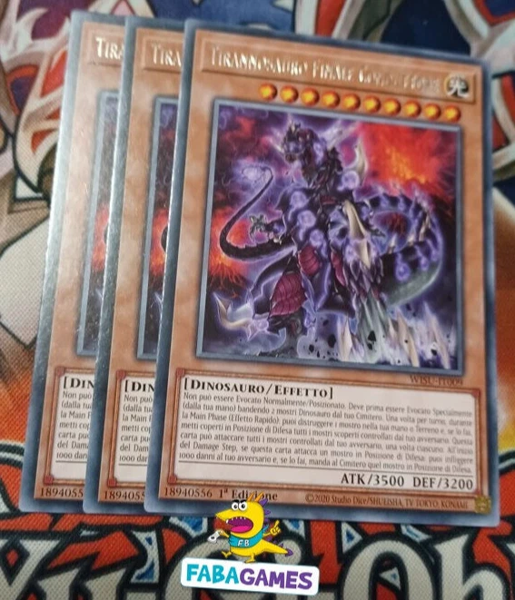 🇮🇹 YU GI OH 3 x TIRANNOSAURO FINALE CONDUTTORE – WISU IT009 RARA – ITA 🇮🇹 - Immagine 1 di 1