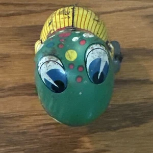 Giocattolo a carica vintage anni '50 Jumping Frog Chasing Butterfly Latta Giappone *raro* - Foto 1 di 7