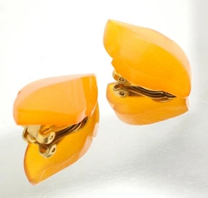 1970 Vintage amber Baltic earrings clips female amber Soviet USSR - Picture 1 of 8