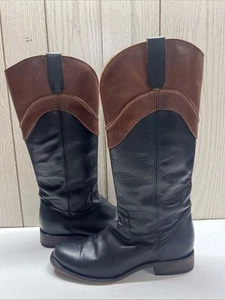 Justin Boots Black Wizard knee high Women's zipper Leather boots 8.5 B MSL503 - Picture 1 of 9