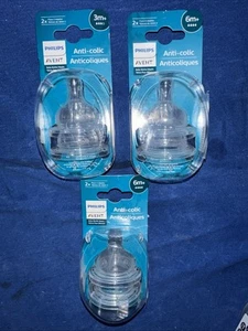 3 Packs Philips Avent Medium Flow Anti-Colic Baby Bottle Nipple 3M+ 2X Flow - Picture 1 of 2