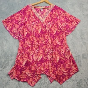 Top Catherines 3X (26/28W) Tropical Tachonado Boho Vacaciones Vibrante  - Imagen 1 de 8