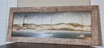 Veleiros raros assinados David Carter Brown farol estampa 40x16 costeiro náutico - Imagem 1 de 4