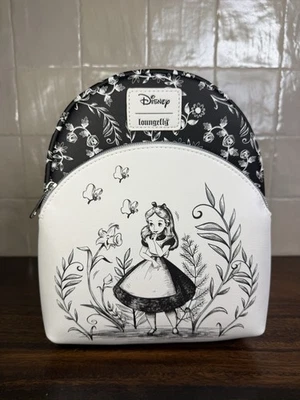 Loungefly Disney Alice in Wonderland Backpack NWT Black And White - Image 1 of 4