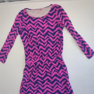 Vestido Lilly Pulitzer Mujer Pequeño Rosa Azul Chevron Maxi Manga Larga Cuello Redondo - Imagen 1 de 10