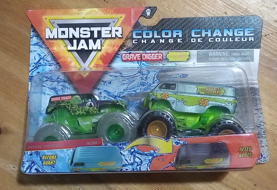 Monster Jam 2020 Color Change Reveal the Steel  Grave Digger vs Mystery Machine - Image 1 of 1