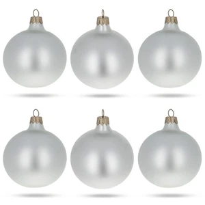 6er Set matt weiße Glaskugeln Weihnachtsschmuck 3,25 cm - Bild 1 von 4