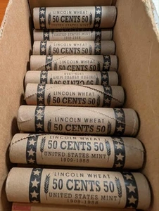 Old Wheat Cent Lincoln Penny Machine Wrapped Roll - Picture 1 of 1