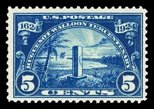 Scott 616 1924 5c Dark Blue Huguenot-Walloon Issue Mint F-VF OG LH Cat $14 - Picture 1 of 1