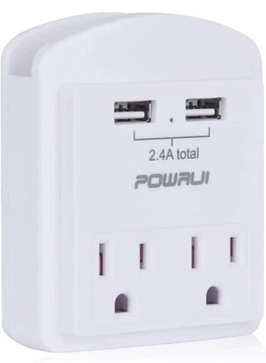 Outlet Extender USB Wall Charger POWRUI Multi Plug Wall Outlet Splitter NEW - Image 1 of 4